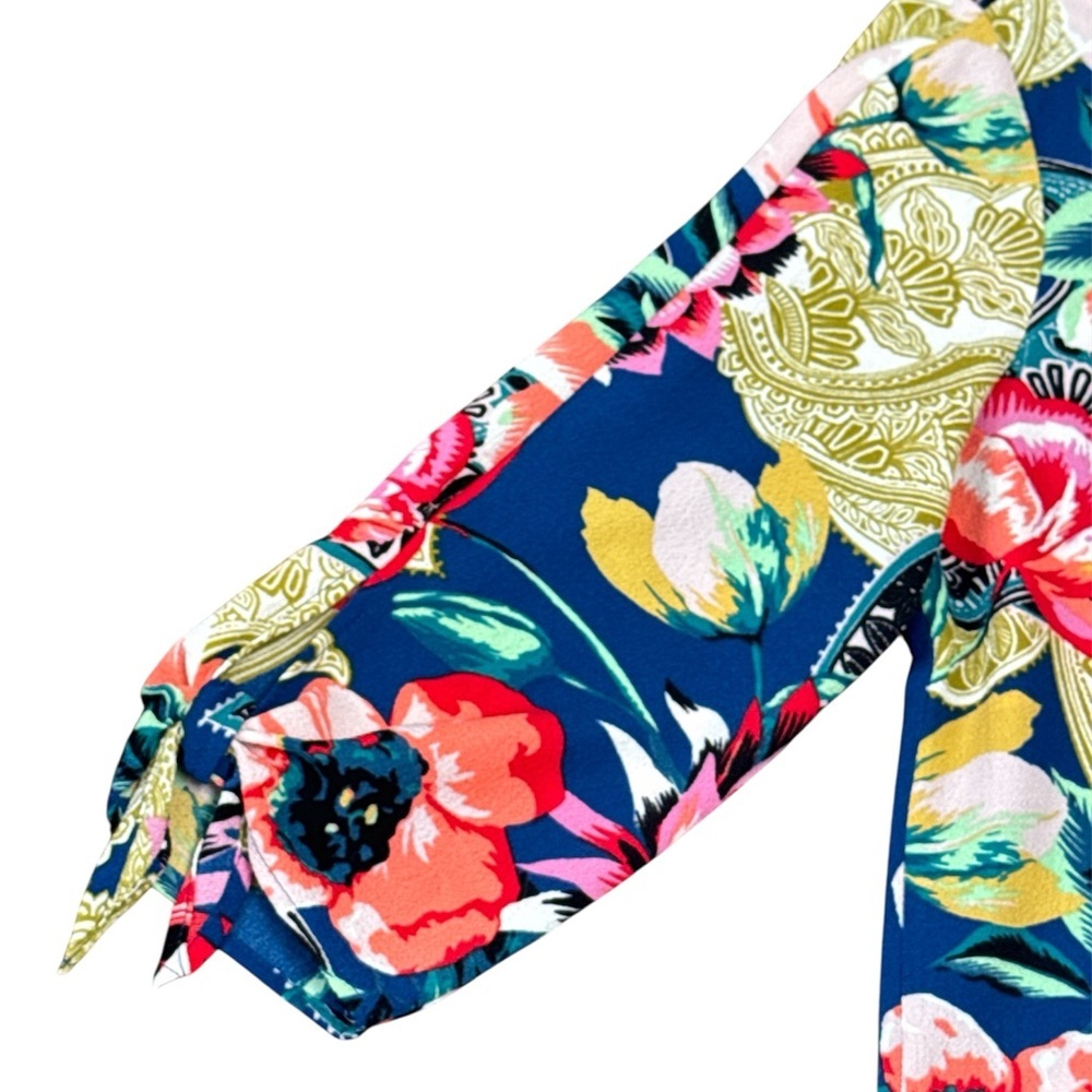 Anthropologie Fig and Flowers Floral Dress Tunic Colorful Side Slit Sz Medium - Picture 5 of 13